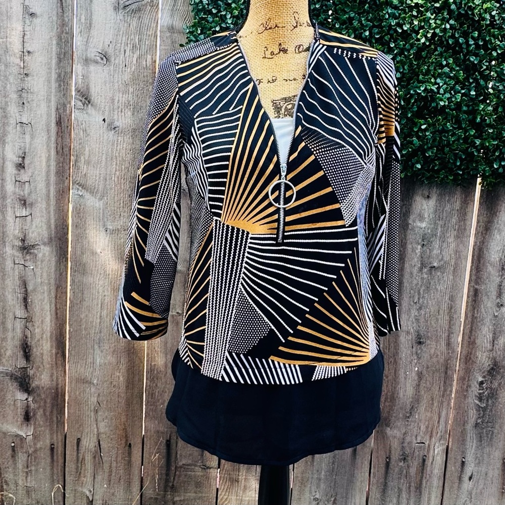 Bali Black & Gold Bold Patterned Top - Bundle 2 for 20% off